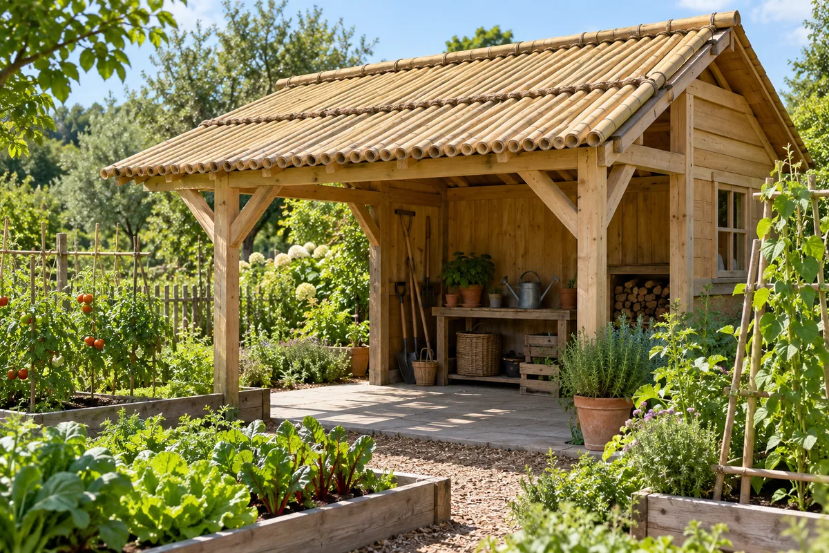 Toit en bambou : techniques et pose pour un abri de jardin